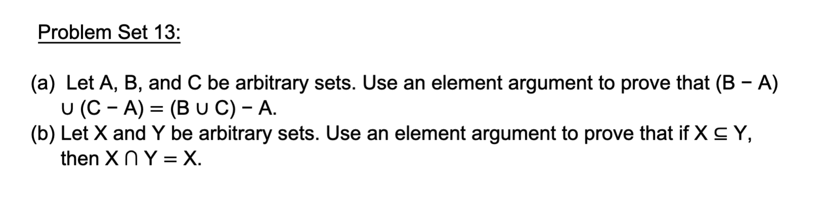 Solved (a) Let A,B, And C Be Arbitrary Sets. Use An Element | Chegg.com ...