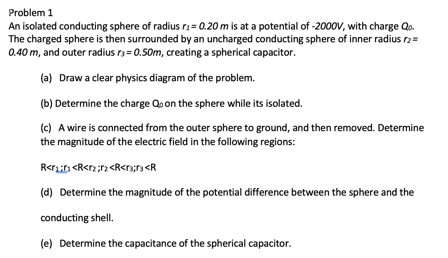 Solved Problem 1 An Isolated Conducting Sphere Of Radius R1= | Chegg.com