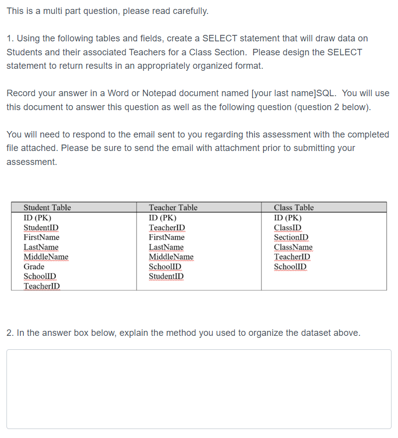Solved This is a multi part question, please read carefully. | Chegg.com