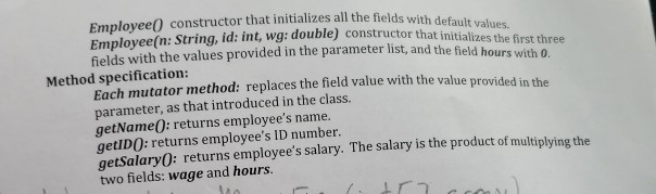 Solved 3) Write the java codes for the Employee class | Chegg.com