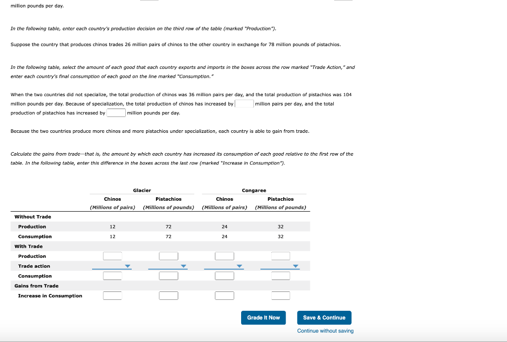 In the following table, enter each countrys production decision on the third row of the table (marked Production).
Suppose