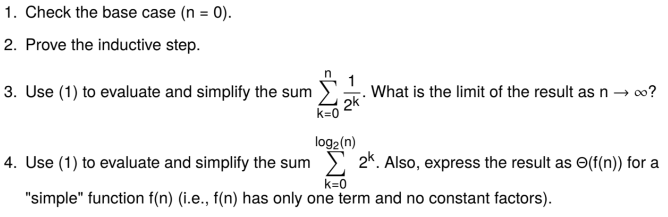Solved Prove the following by induction on n: For a fixed | Chegg.com