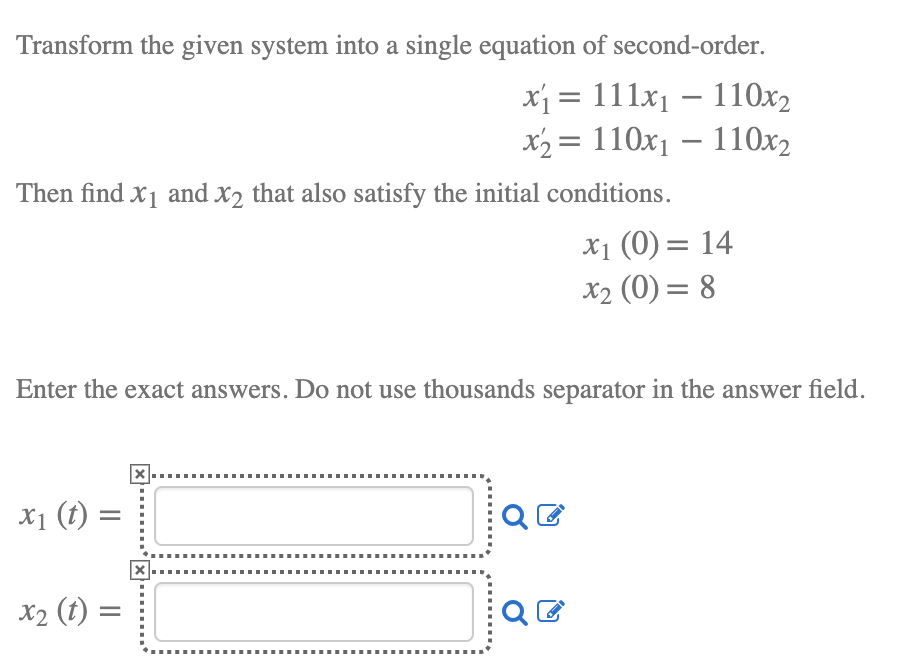 Solved Transform The Given System Into A Single Equation Of | Chegg.com