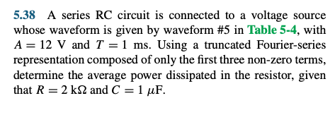 Solved 5.38 A series RC circuit is connected to a voltage | Chegg.com