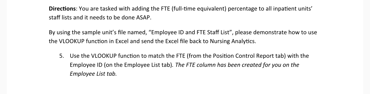 Solved Directions: You are tasked with adding the FTE | Chegg.com