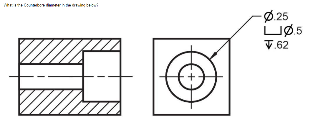 Solved What is the Counterbore diameter in the drawing | Chegg.com