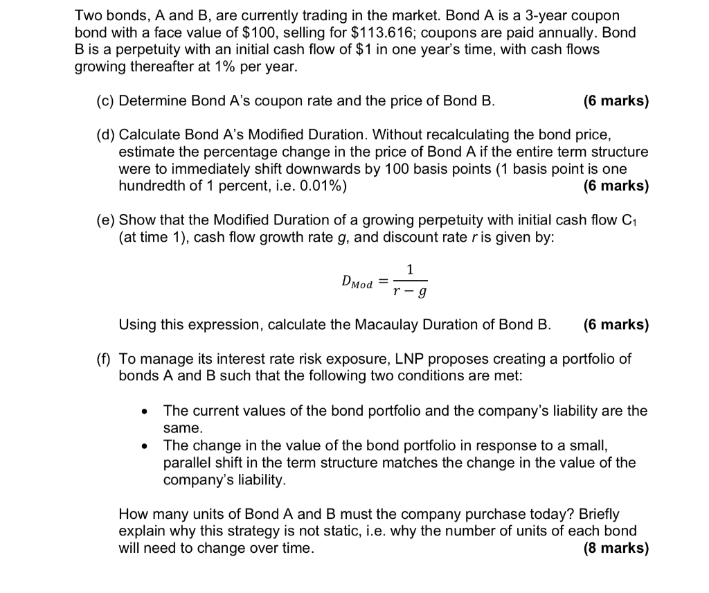 Solved Two Bonds, A And B, Are Currently Trading In The | Chegg.com