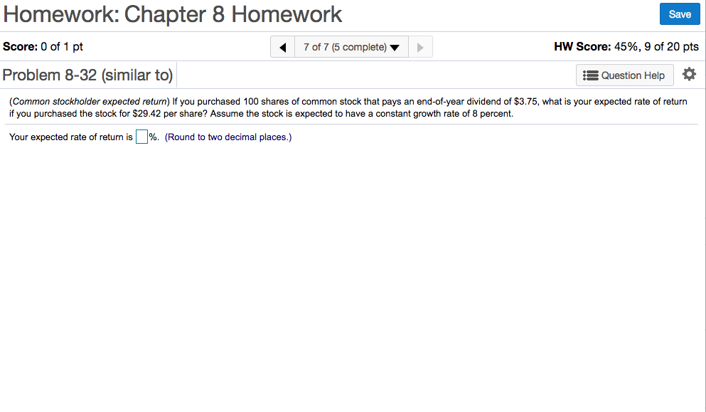 Solved Homework: Chapter 8 Homework Save Score: 0 of 1 pt 7 | Chegg.com