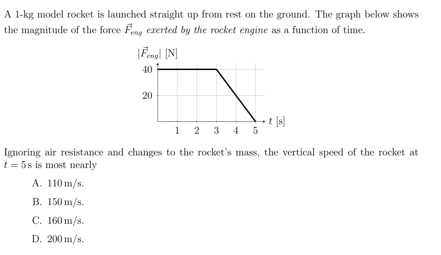Solved A 1-kg model rocket is launched straight up from rest | Chegg.com