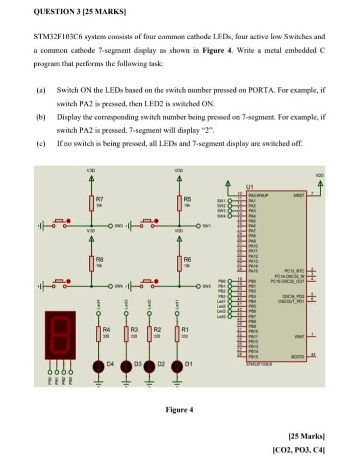Solved QUESTION 3 [25 MARKS] STM32F103C6 system consists of | Chegg.com