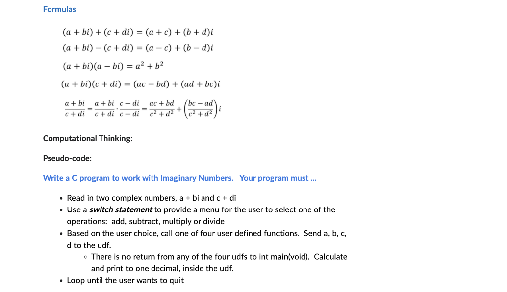 Solved Formulas | Chegg.com