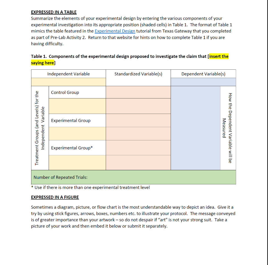 Post-lab Report: Complete the post-lab report  Chegg.com In Experimental Design Worksheet Answers