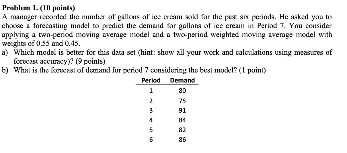 Solved Problem 1 10 Points A Manager Recorded The Number Chegg