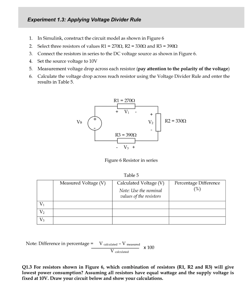 voltage divider experiment report pdf