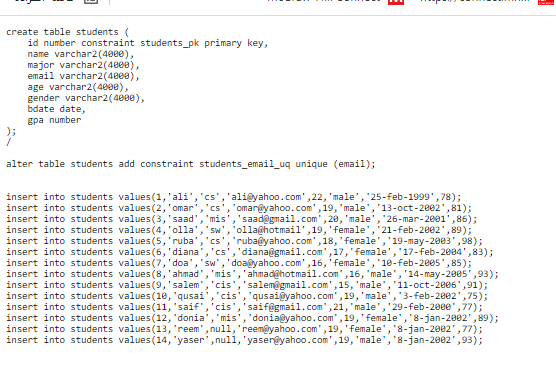 Solved Q1. Create a query to display name, major, and GPA | Chegg.com