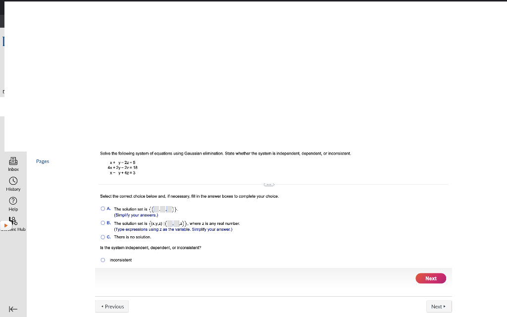 Solved 6 Inbox Pages Solve the folowing system of equations | Chegg.com