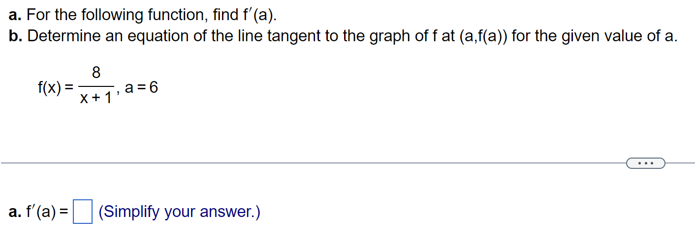 Solved A. For The Following Function, Find F′(a). B. | Chegg.com