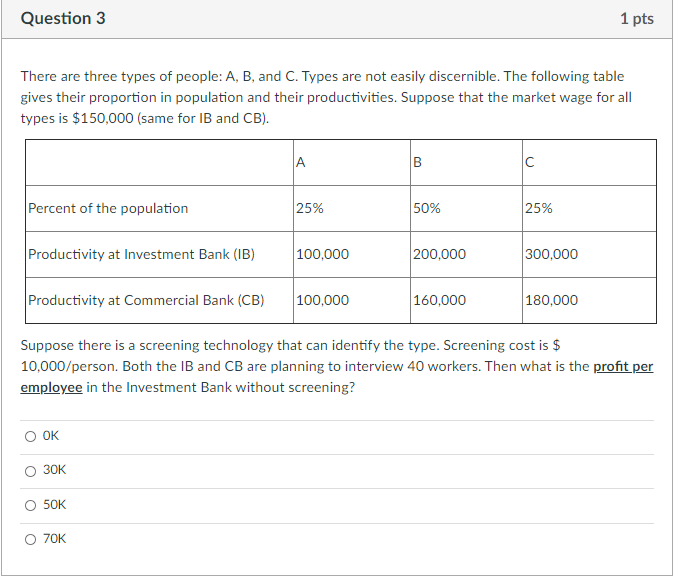 Solved Question 3 1 pts There are three types of people: A, | Chegg.com