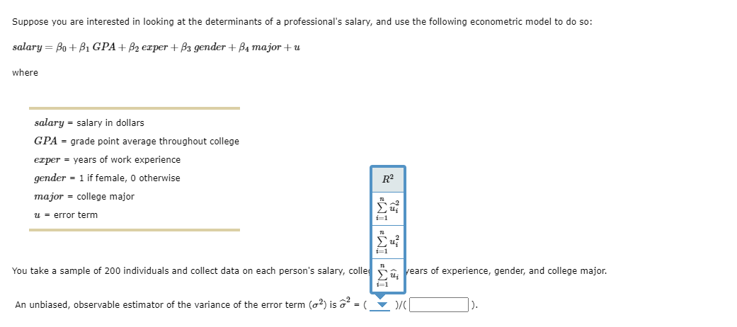 Solved Suppose you are interested in looking at the | Chegg.com