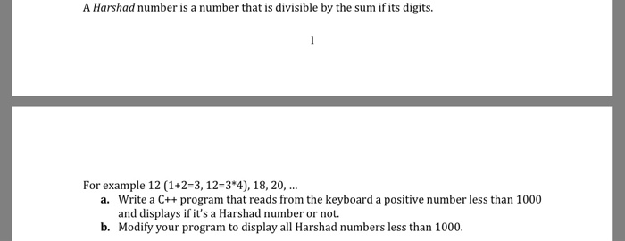 Solved A Harshad number is a number that is divisible by the | Chegg.com