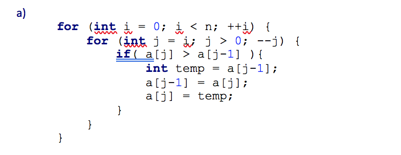 Solved a) for (int i 0 i