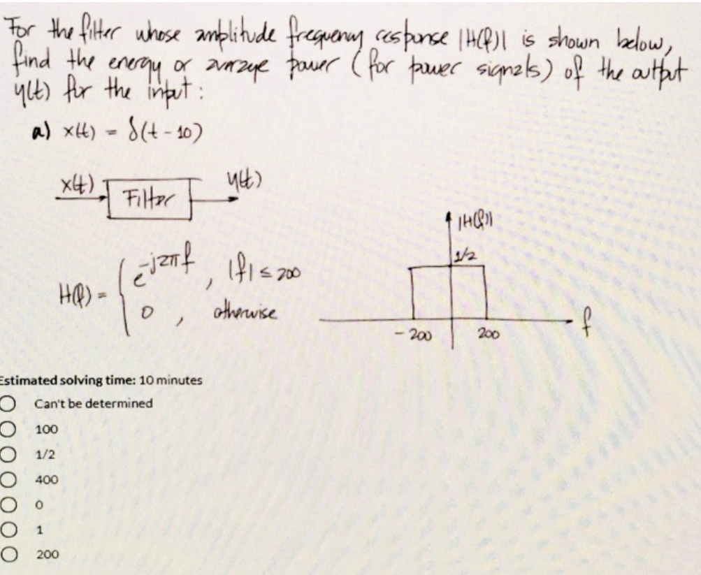 Solved For the filter whose amplitude frequency response | Chegg.com
