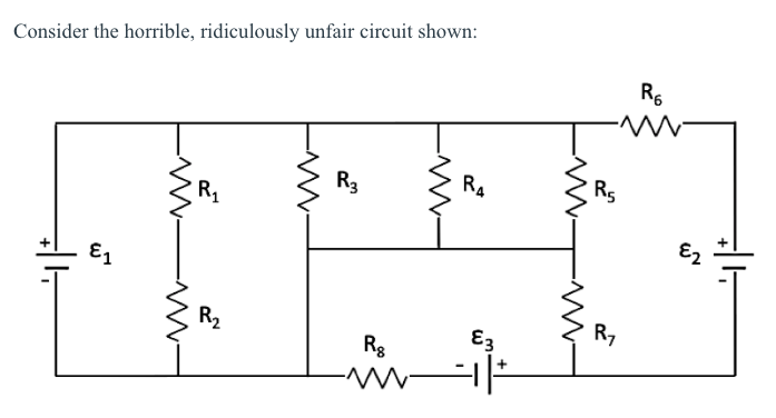 Solved Consider the horrible, ridiculously unfair circuit | Chegg.com