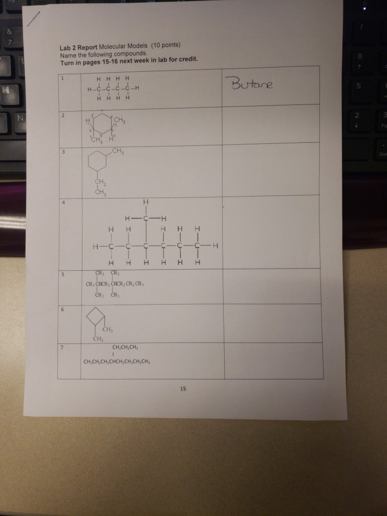 Solved Lab 2 Report Molecular Models (10 points) Name the | Chegg.com