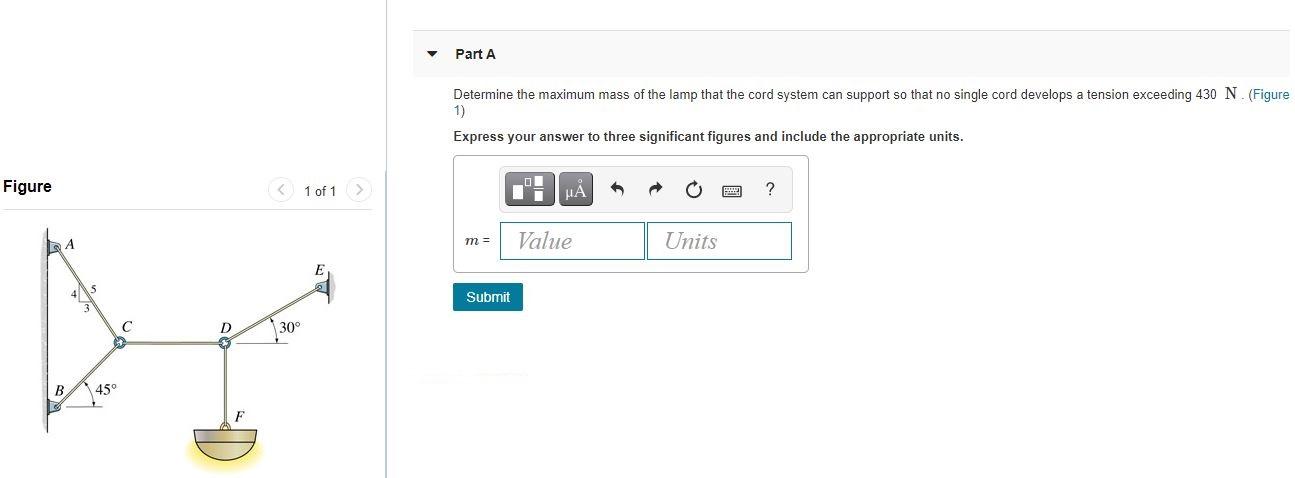 Solved Part A Determine the maximum mass of the lamp that | Chegg.com