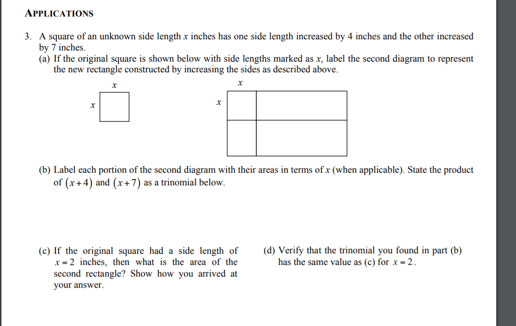 Label the side lengths of each rectangle