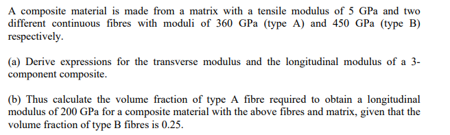Solved A composite material is made from a matrix with a | Chegg.com