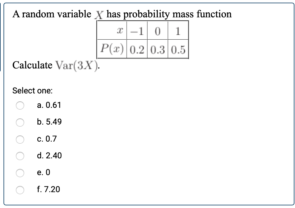 Solved a random variable X has probability mass function | Chegg.com