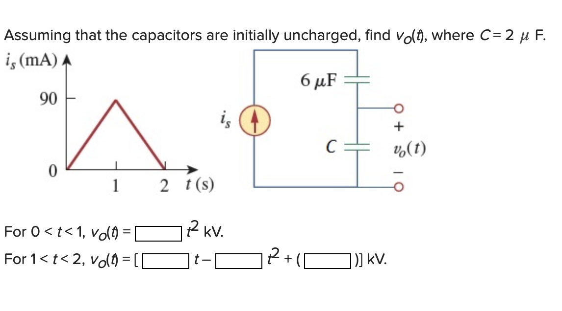 Solved A 30- μF capacitor has energy ω(t)=10cos2377t J and | Chegg.com