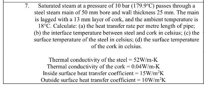 Solved calculate the rate of heat loss by the steam per | Chegg.com