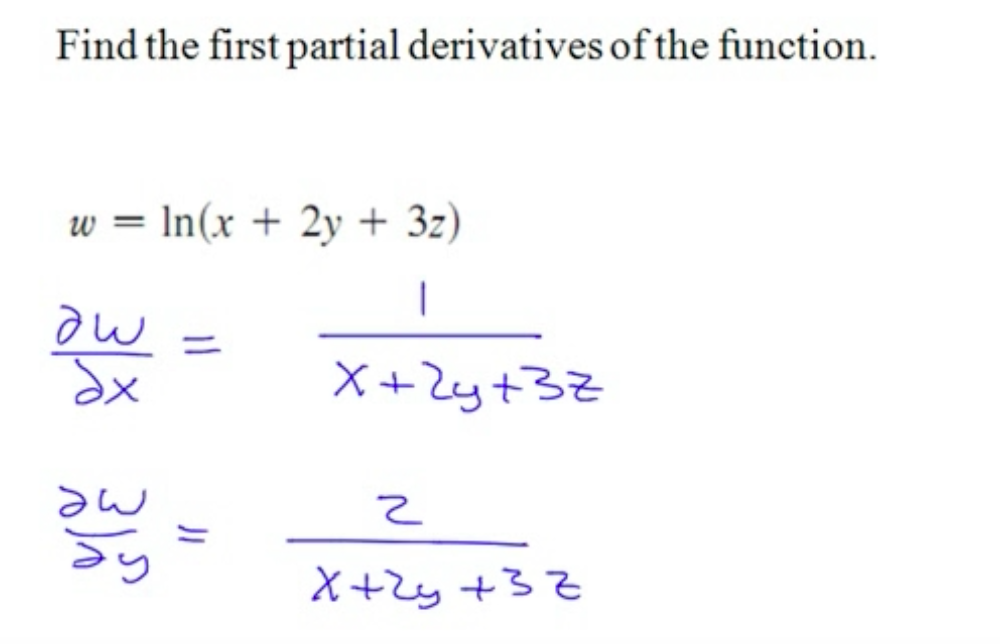 Solved Find The First Partial Derivatives Of The Function W Chegg Com