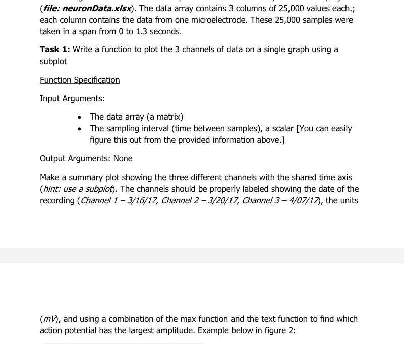 (file neuronData.xlsx). The data array contains 3