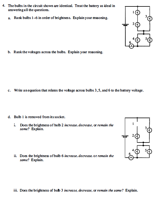 Solved 4 The Bulbs In The Circuit Shown Are Identical Chegg Com