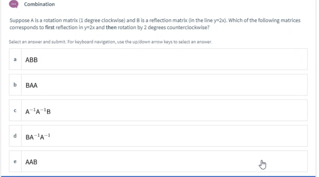 Solved Combination Suppose A is a rotation matrix (1 degree | Chegg.com