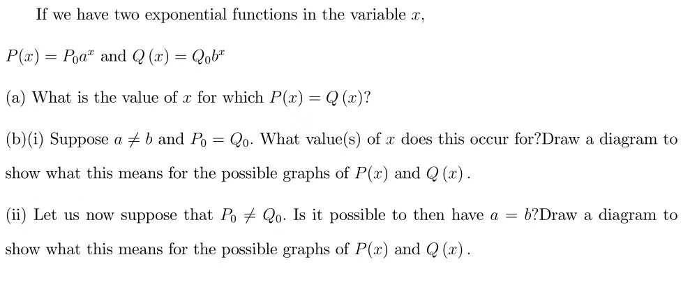 Solved If We Have Two Exponential Functions In The Variab Chegg Com