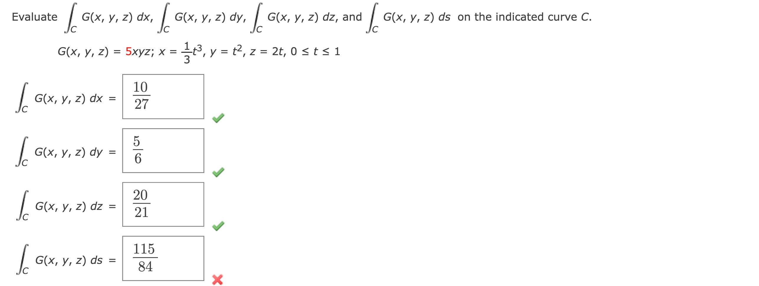 Solved Evaluate ∫cg X Y Z Dx ∫cg X Y Z Dy ∫cg X Y Z Dz And