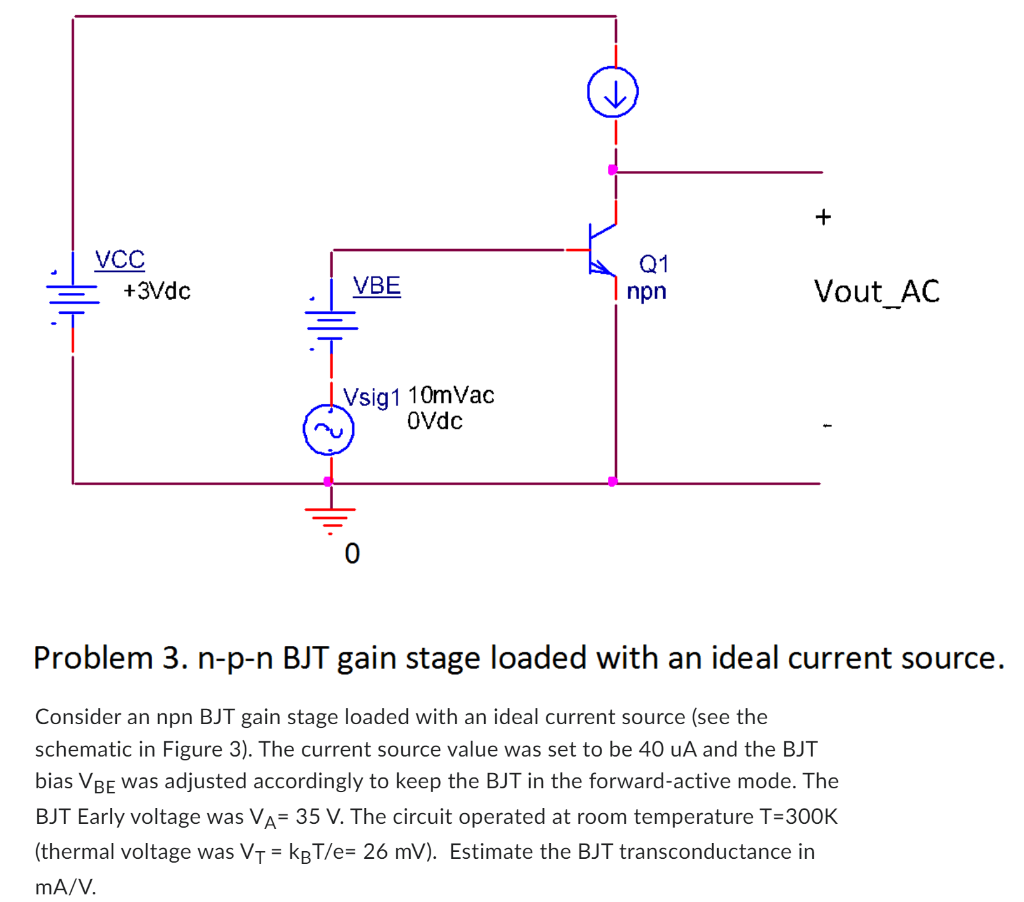 Solved Consider an npn BJT gain stage loaded with an ideal | Chegg.com