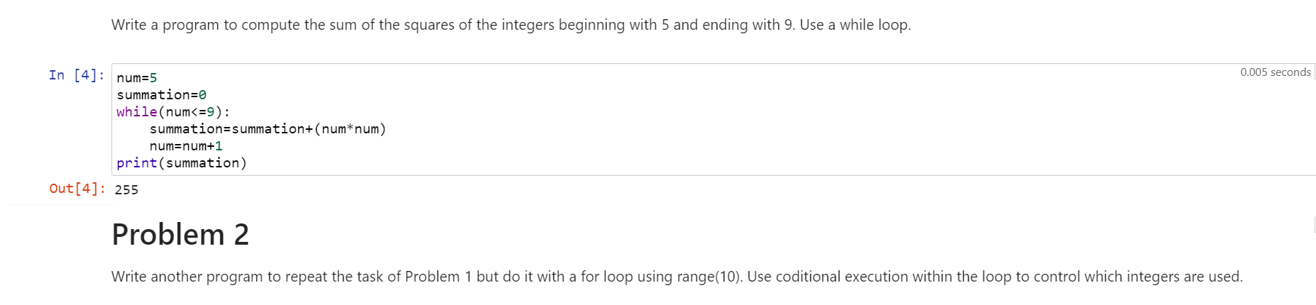 Solved Write a program to compute the sum of the squares of | Chegg.com