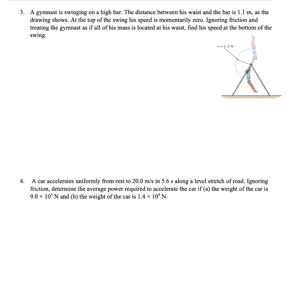 Solved 3. A gymnast is swinging on a high bar. The distance | Chegg.com