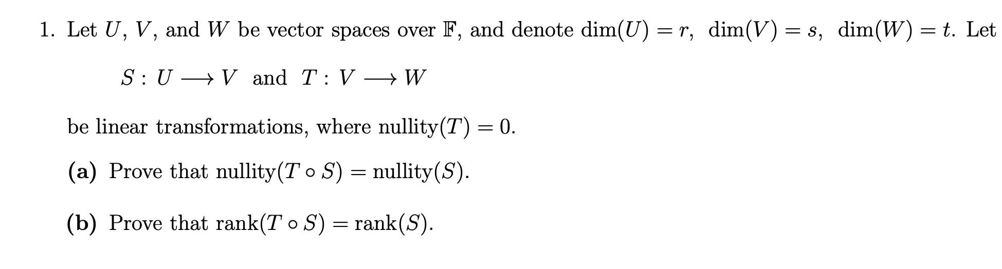 Solved 1 Let Uv And W Be Vector Spaces Over F And Denote 0327