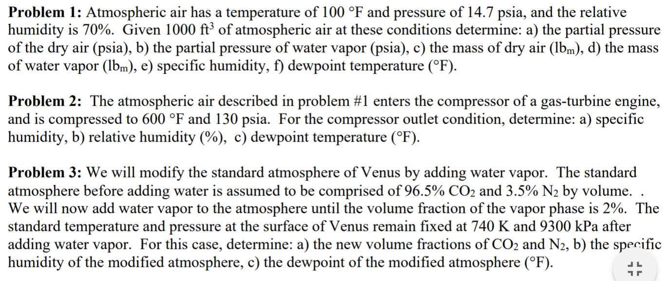 Solved Problem 1: Atmospheric air has a temperature of 100 | Chegg.com