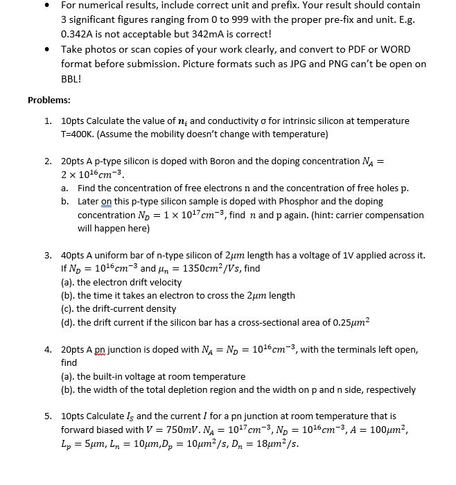 Solved For numerical results, include correct unit and | Chegg.com