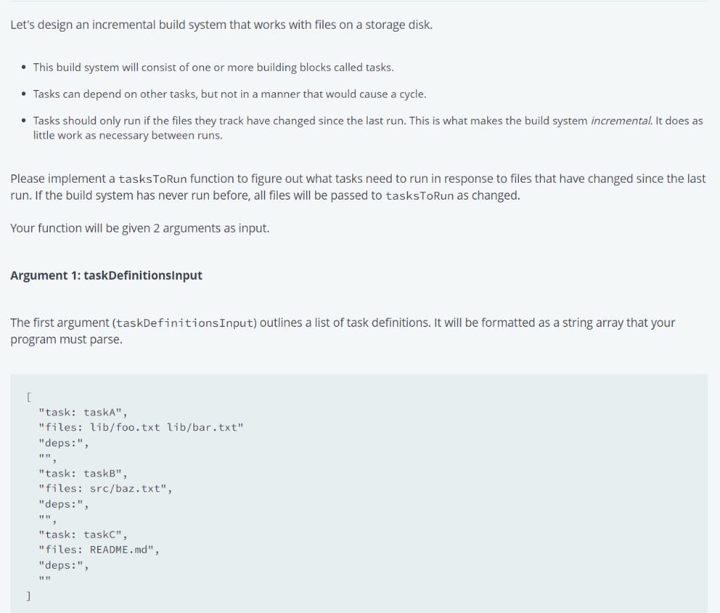 Solved Let's design an incremental build system that works | Chegg.com