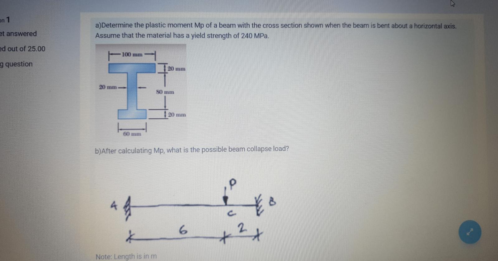 Solved on 1 et answered a)Determine the plastic moment Mp of | Chegg.com