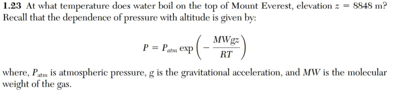 Solved 1.23 At what temperature does water boil on the top | Chegg.com