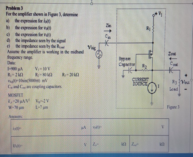 Solved 21%D Problem 1 For the amplifier shown in Figure 1, | Chegg.com
